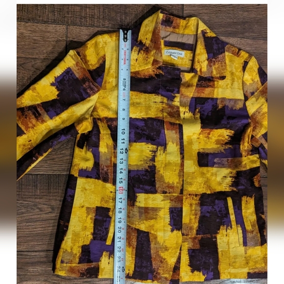 Coldwater Creek Shacket Womens Size 12 Purple & Gold Textured 3/4 Sleeves Button - Picture 10 of 16